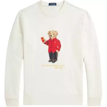 Polo Ralph Lauren Весна Лето Новогодняя коллекция Однотонный цветной свитшот с принтом медведя и длинными рукавами MNPOKNI16824134-NATURAL M