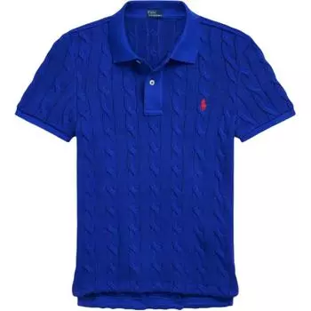 Polo Ralph Lauren Вязаное поло с косами приталенного кроя с коротким рукавом Женские топы Синий WMPOKNINB920214 S
