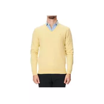 Polo Ralph Lauren Вязаный свитер с V-образным вырезом и длинными рукавами с вышивкой Мужской свитер Желтый MNPOSWE16820295-700 M