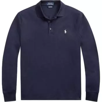 Polo Ralph Lauren Вышитая рубашка поло с длинным рукавом Мужские топы Темно-синий 710720846-004 S