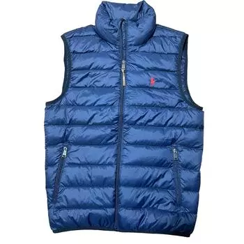 Polo Ralph Lauren Вышитый логотип маленькой пони Жилет без рукавов на молнии Приталенная пуховая куртка Мужские куртки Темно-синий MNPOOTW1N210042-B82 XS