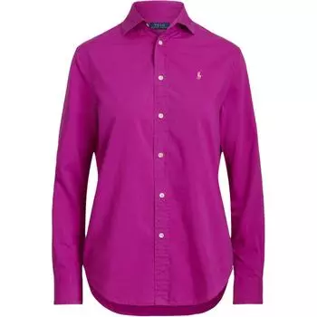 Polo Ralph Lauren Вышитый логотип пони Твил Хлопок Рубашка с длинным рукавом Женские рубашки Ярко-фиолетовый WMPOSHTNDO20024-520 XS
