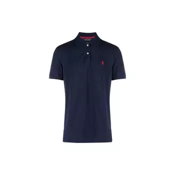 Polo Ralph Lauren вышитая однотонная рубашка-поло прямого кроя с коротким рукавом мужская рубашка-поло синяя 781852700-004 XL