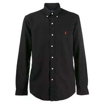 Polo Ralph Lauren вышитый логотип Slim Fit с воротником на пуговицах и длинным рукавом рубашки мужские черные 710772288-001 M