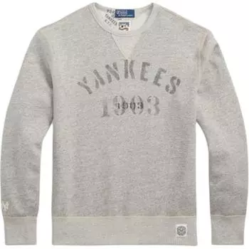 Polo Ralph Lauren X MLB New York Yankees Letter Print Crewneck Long Sleeve Sweatshirt Men sweatshirt Light-Heather-Grey MNPOKNI16823879-020 XS