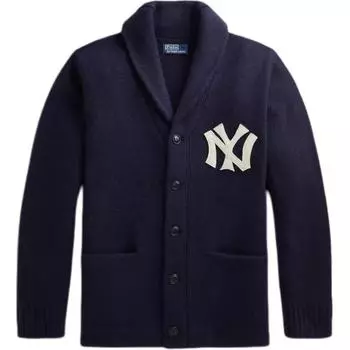 Polo Ralph Lauren X Yankees Team FW24 Логотип Принт На Пуговицах Длинный Рукав Свитер Мужской свитер Темно-Синий MNPOSWE16820548-410 M