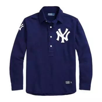 Polo Ralph Lauren X Yankees Team FW24 Футболка-поло с длинным рукавом с принтом логотипа, мужские топы, темно-синие MNPOWOV16820997-410 M