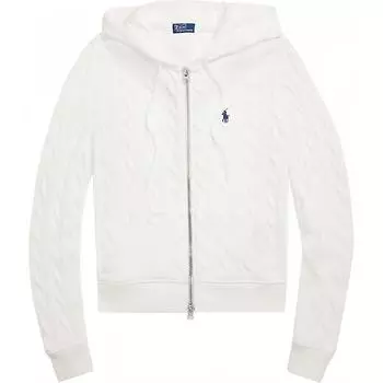 Polo Ralph Lauren Женский вязаный свитер с капюшоном и длинными рукавами, застежка на двойную молнию, белый 211959124-002 XS