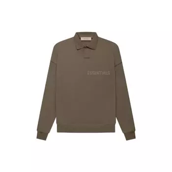 Поло с длинными рукавами и принтом спереди Fear of God Essentials FW22 Мужские топы древесно-коричневые FOG-FW22-673 XL