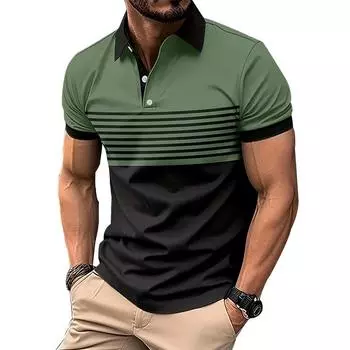 Polo Shirt 3D Digital Printing Business Casual Short-sleeved Lapel Polo Shirt S