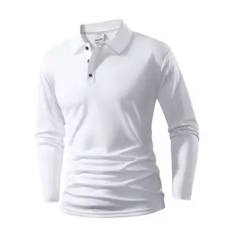 Polo Shirt Men s High-quality Lapel Long Sleeved T-shirt Top for Business and Leisure XXL белый