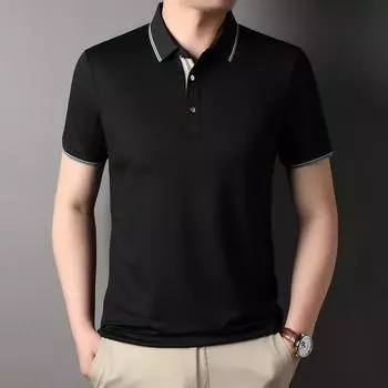 Polo Shirt Men s Short-Sleeved Business Casual Lapels T-shirt Young and Middle-Aged Dad Top Summer M