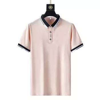 Polo Shirt Men S Short -Sleeved T -Shirt Business Casual Lapel T -Shirt M розовый