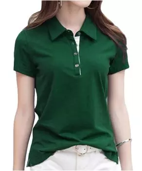 Polo Short Golf [three Joy] Рубашка, Рукав, Тонкий, Одежда, Повседневная, Однотонная, Топы, Стильная, Весна/Лето, Женская