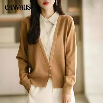 POLO воротник трикотаж осень и зима женщины ниша французский свободный короткий длинный рукав топы M чёрный