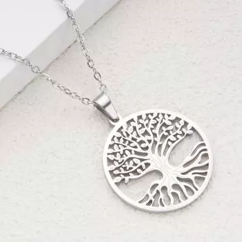 Полое Древо Жизни Нержавеющая сталь Дамы Универсальное Ожерелье Титановый Кулон Украшение серебряный