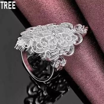 Полое кольцо из стерлингового серебра 925 пробы, изысканное очарование, модные свадебные украшения 6#