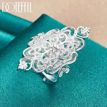 Полое кольцо из стерлингового серебра 925 пробы Модные свадебные украшения 6#