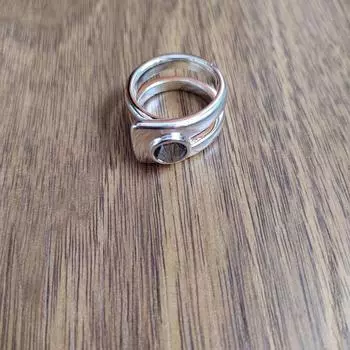 Полое прямоугольное цепочное кольцо, нишевый дизайн, ювелирные изделия высокого класса No. 6 серебряный