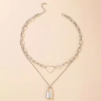 Полое сердце многослойная геометрия толстая цепочка свитера модные ювелирные изделия подарочная цепочка сердце модный замок кулон ожерелье для женщин