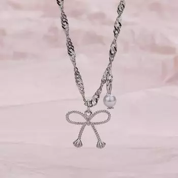 Полое жемчужное ожерелье-бант, цепочка до ключиц, сверкающая цепочка «водная гладь», цепочка для свитера Copper