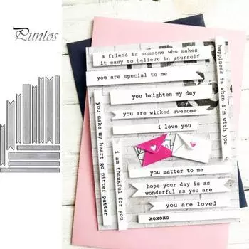 Полоса Ta1g Этикетка Металлические штампы DIY Скрапбукинг Бумажные карты Трафарет Шаблон серебряный