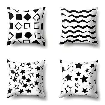 Полосатая черно-белая наволочка с геометрическим вязаным узором и принтом для дивана 40x40cm