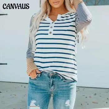 Полосатая футболка с длинными рукавами, женская осень и зима, новый контрастный цвет, облегающий пуловер с воротником на пуговицах, женский топ S