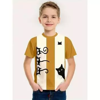 Полосатая футболка Simplicity 3D Print Tee Shirt Kids Boys Clothes Short Sleeve Casual Children Clothing Fashion T Shirt For Boys 100