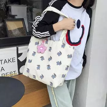 Полосатая холщовая сумка, новая корейская сумка для отдыха, сумка через плечо, большая вместительная сумка для покупок 2024 синий