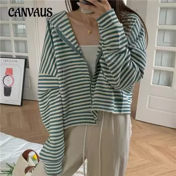 Полосатая куртка на молнии для женщин больших размеров, осенний свободный повседневный топ с длинными рукавами M чёрный