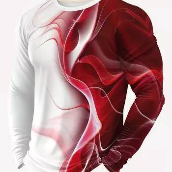 Полосатая мужская футболка с длинными рукавами с 3D-градиентным принтом, осенний топ, повседневная мужская одежда, уличная одежда, свободные размеры S