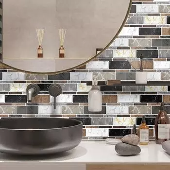 Полосатая наклейка на плитку, кухонный фартук, маслостойкая ванная комната, водонепроницаемая, домашний декор, наклейки на стены, художественная роспись 10cmX20cmX5pcs