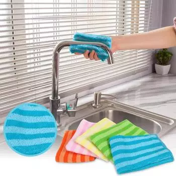 Полосатая не промасленная многофункциональная тряпка из микрофибры, ленивая салфетка для мытья посуды, 30 х 30 см, для автомобиля, кухни, дома One Size