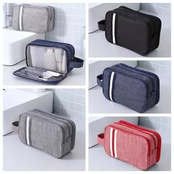 Полосатая нейлоновая косметичка для макияжа, влажная, сухая, разделительная холщовая косметичка для путешествий темно-синий
