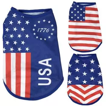 Полосатая одежда для собак, для маленьких собак, для кошек, жилет, костюм, тонкая дышащая футболка для щенка, свитер с изображением французского бульдога Chuihuahua, товары на День независимости XS