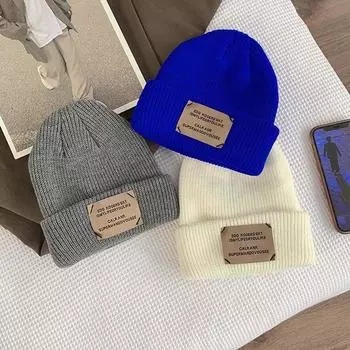 Полосатая осенняя универсальная зимняя вязаная шапка с буквами для мужчин, шапки в корейском стиле, шерстяная шапка G