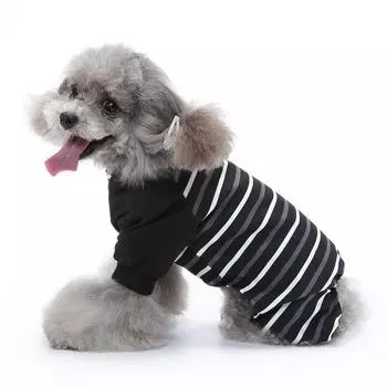 Полосатая пижама для четвероногих питомцев для кошек и собак SY96, L белый/зелёный