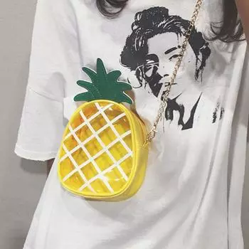 Полосатая прозрачная сумка через плечо Fruit Clear Crossbody Bag Элегантная детская сумка из ПВХ жёлтый