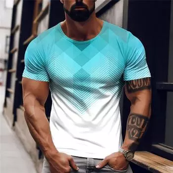 Полосатая рубашка, летняя мужская футболка с 3D принтом, повседневная толстовка, тонкая мужская одежда, спортивные топы с круглым вырезом, мужской дешевый пуловер 5XL