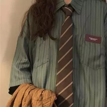 Полосатая рубашка мужская летняя повседневная студенческая свободная нишевая дизайнерская забавная новая мужская верхняя одежда M зелёный