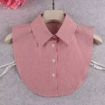 Полосатая рубашка с искусственным воротником, воротник рубашки, модный универсальный свитер в стиле колледжа для девочек, декоративный воротник, не пропускающий свет