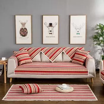 Полосатая сельская подушка для дивана, подушка для сиденья, четыре сезона, противоскользящая диванная салфетка, диванная подушка, ткань, модный известный клан, шарф для волос с ветром и песком 60*60