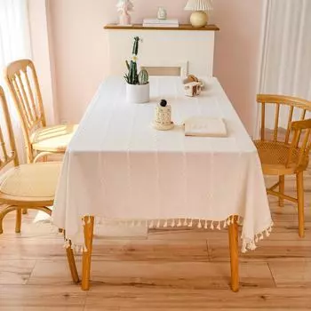 Полосатая скатерть с объемной вышивкой, черного, сплошного цвета, белого цвета, из хлопка и льна, для вечеринки на открытом воздухе 60*60cm