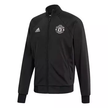 Полосатая спортивная куртка Adidas Manchester United с воротником-стойкой и логотипом, мужская верхняя одежда, черная DX9082 S