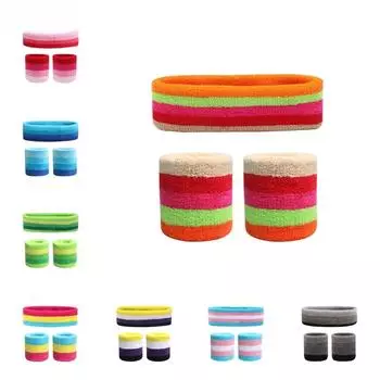 Полосатая спортивная повязка на голову с поддержкой запястья, комплект повязка на голову для баскетбола, тенниса, бега, наручная повязка на запястье, повязка на голову для спортзала, повязка для волос, спортивный головной убор