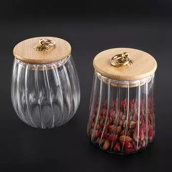 Полосатая стеклянная банка Прозрачная банка для специй Многофункциональные стеклянные банки для хранения Главная Round Jar