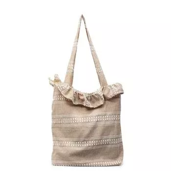 Полосатая сумка через плечо женская большая вместительная сумка-тоут хаки