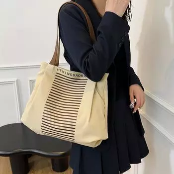 Полосатая сумка из холста Niche, модная вместительная сумка на одно плечо, универсальная сумка для занятий спортом и поездок на работу хаки