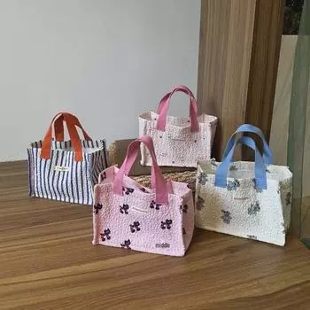 «Полосатая сумка-ланч с изображением кота в стиле колледжа, весна/лето 2024 года»